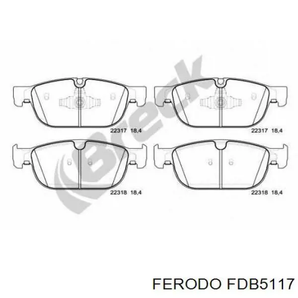 Колодки гальмівні передні, дискові FDB5117 Ferodo