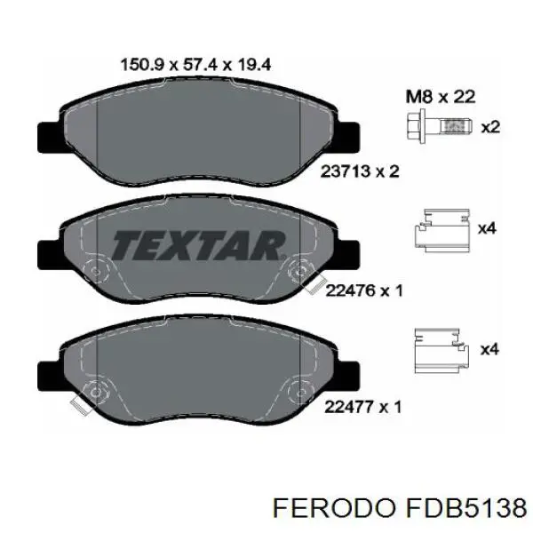 Передні тормозні колодки FDB5138 Ferodo