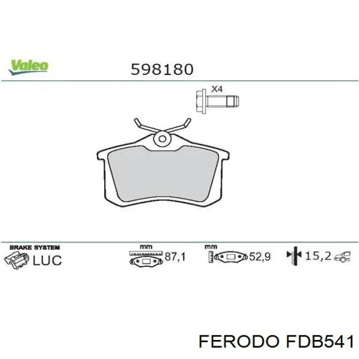 Задні гальмівні колодки FDB541 Ferodo
