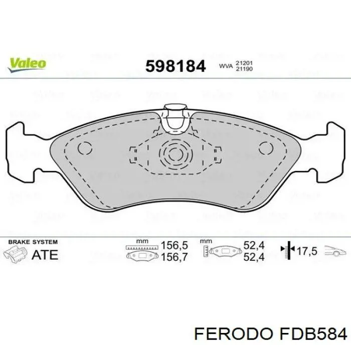 Передні тормозні колодки FDB584 Ferodo