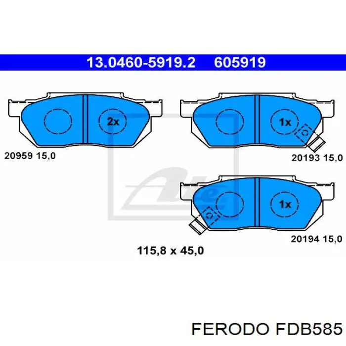 Гальмівні колодки Ferodo FDB585 ціна, від 12.95 USD