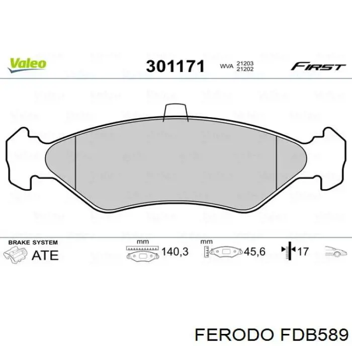 Колодки гальмівні передні, дискові FDB589 Ferodo