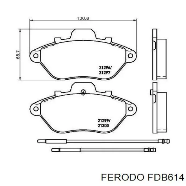 Колодки гальмівні передні, дискові FDB614 Ferodo