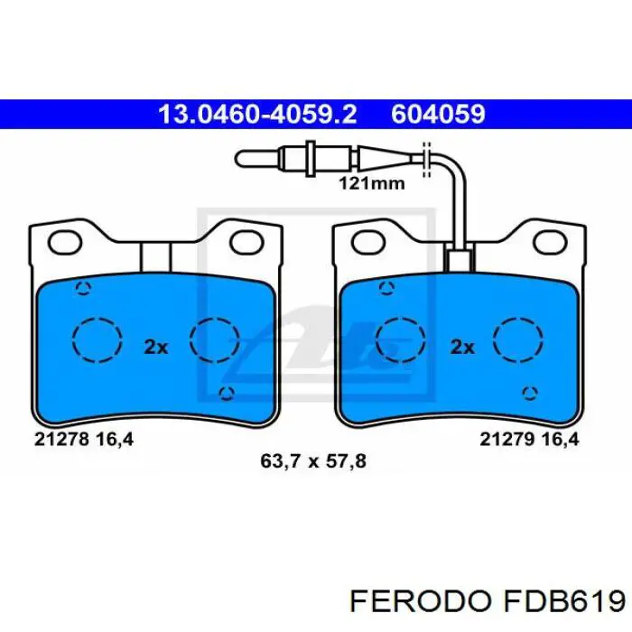 FDB619 Ferodo Колодки гальмівні задні, дискові