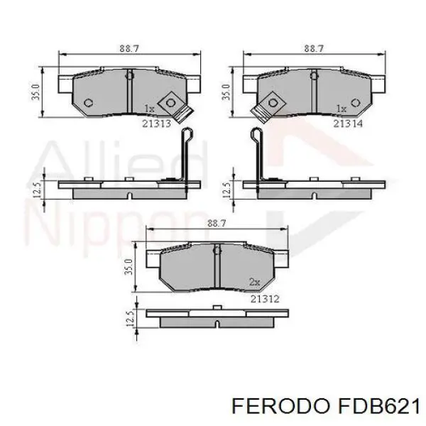 Задні гальмівні колодки Ferodo FDB621 ціна, від 12.90 USD