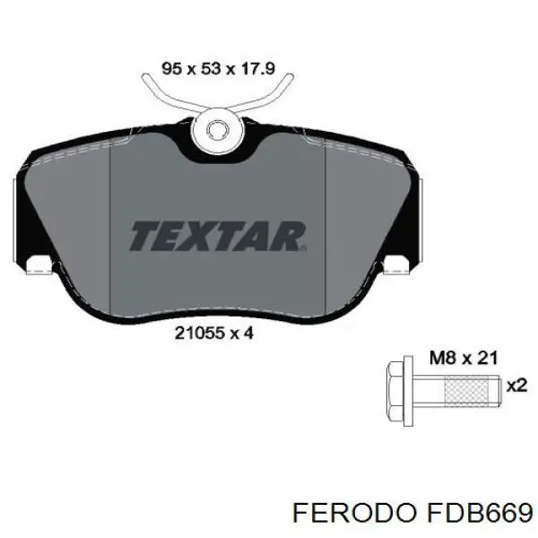 FDB669 Ferodo колодки гальмівні передні, дискові