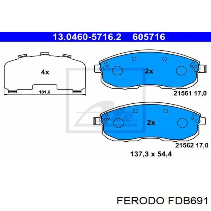 FDB691 Ferodo Передні гальмівні колодки
