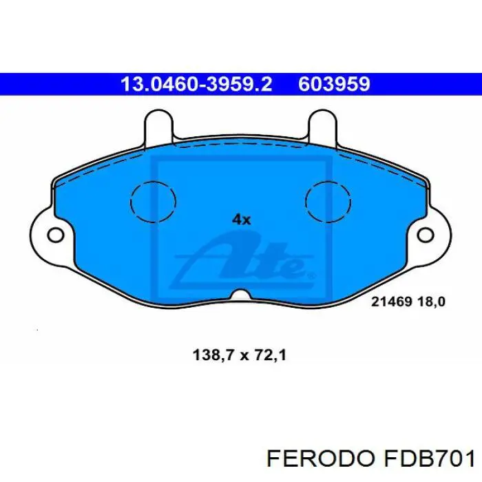 FDB701 Ferodo колодки гальмівні передні, дискові
