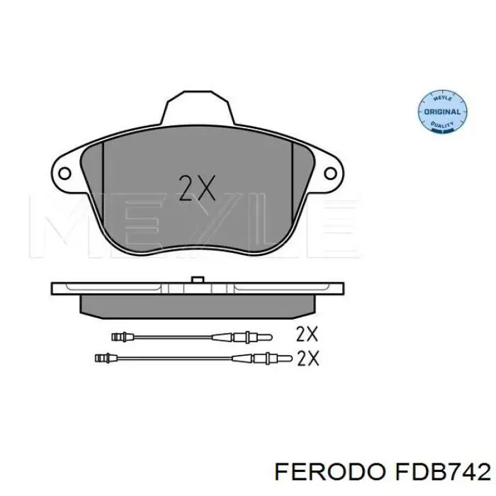 Колодки гальмівні передні, дискові FDB742 Ferodo