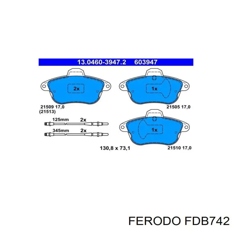 Передні тормозні колодки FDB742 Ferodo