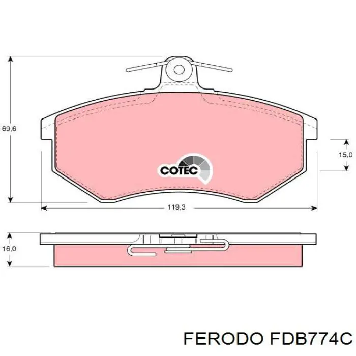 FDB774C Ferodo Передні гальмівні колодки
