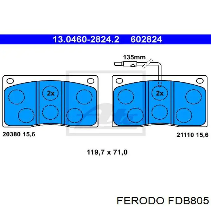 Колодки гальмівні передні, дискові FDB805 Ferodo