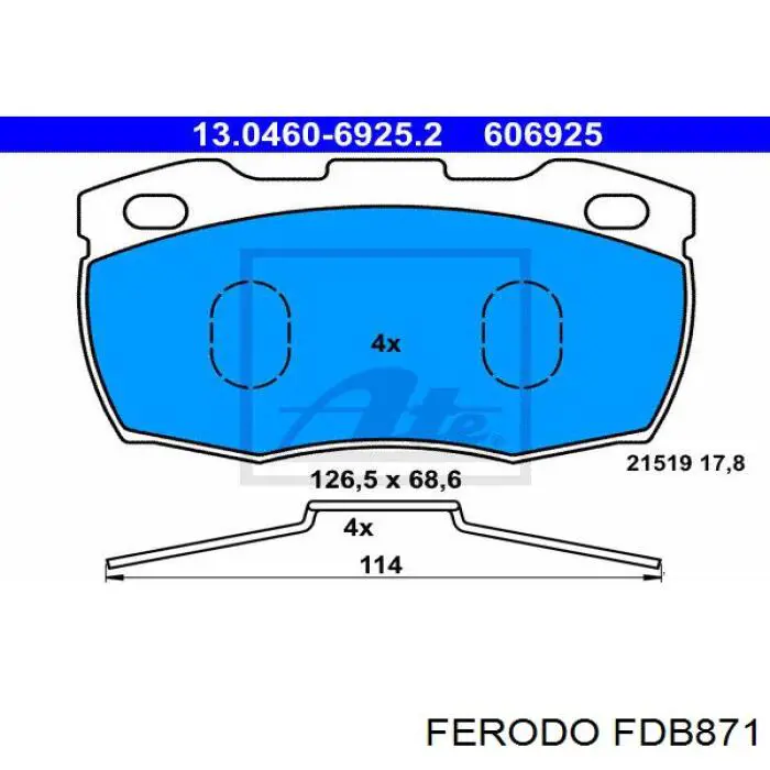 Гальмівні колодки Ferodo FDB871 ціна, від 25.12 USD