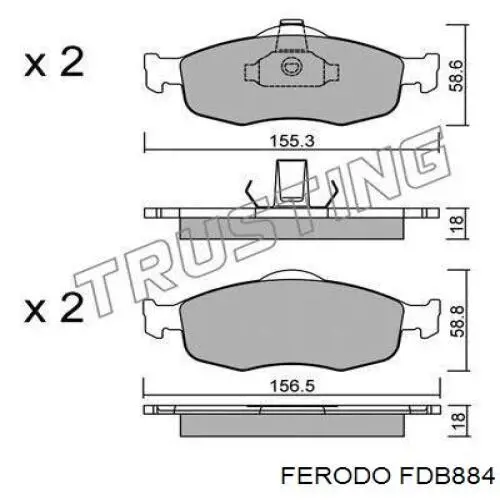 Передні тормозні колодки FDB884 Ferodo