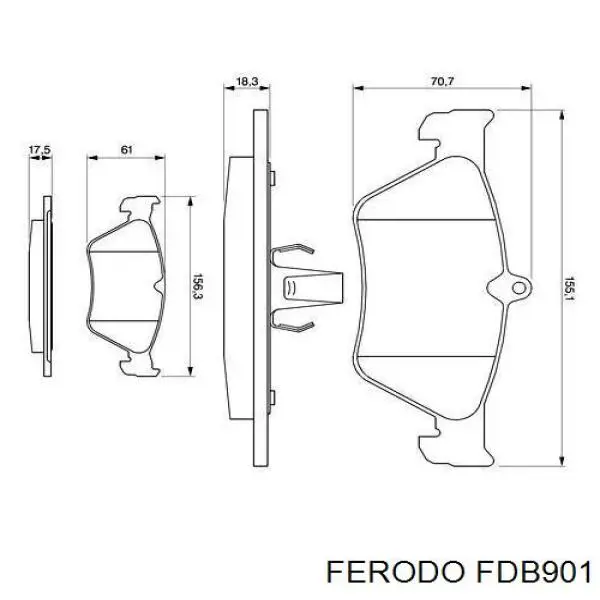 Передні тормозні колодки FDB901 Ferodo