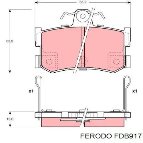 Колодки гальмові задні, дискові FDB917 Ferodo