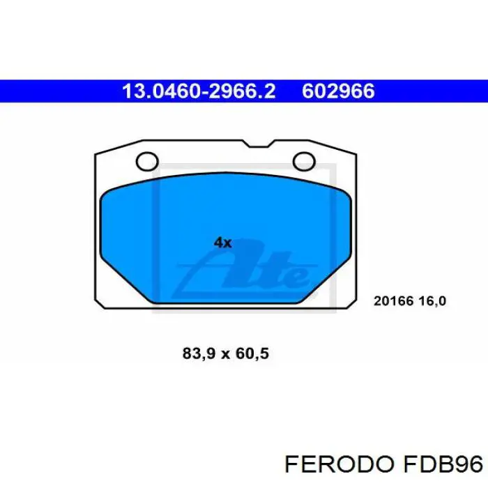 Купити FDB96 Ferodo Колодки гальмівні передні, дискові
