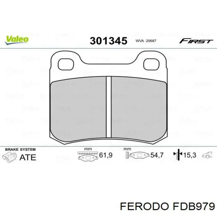 Задні гальмівні колодки Ferodo FDB979 ціна, від 12.33 USD