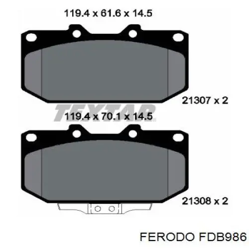 Передні тормозні колодки FDB986 Ferodo