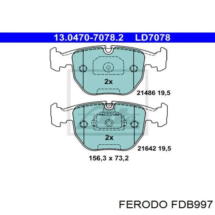 Гальмівні колодки Ferodo FDB997 ціна, від 41.97 USD
