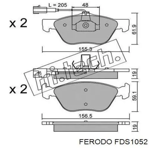 FDS1052 Ferodo колодки гальмівні передні, дискові