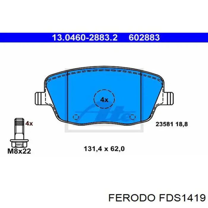 FDS1419 Ferodo колодки гальмівні передні, дискові