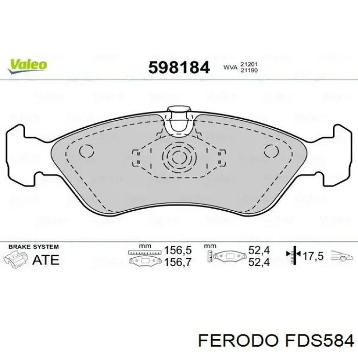FDS584 Ferodo Передні гальмівні колодки