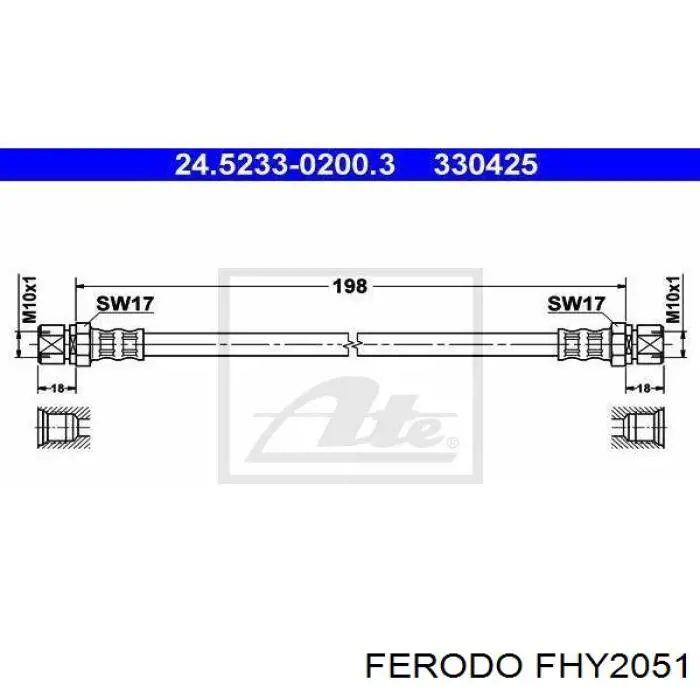 Шланг гальмівний задній FHY2051 Ferodo