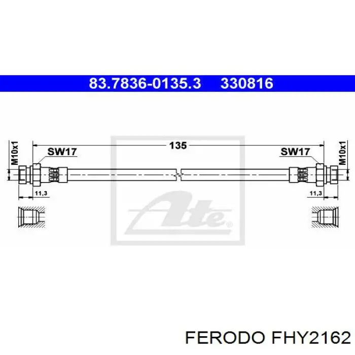 Шланг гальмівний задній FHY2162 Ferodo