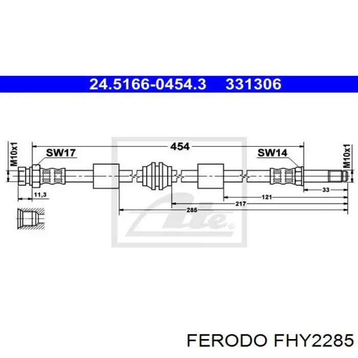 FHY2285 Ferodo шланг гальмівний передній