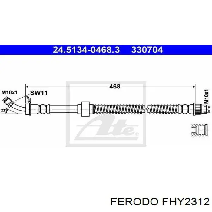 Шланг гальмівний передній FHY2312 Ferodo