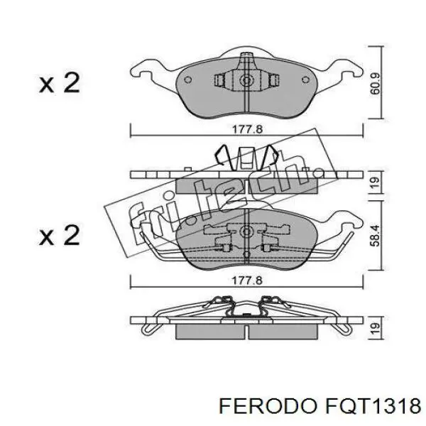 Колодки гальмівні передні, дискові FQT1318 Ferodo