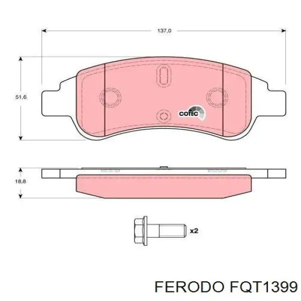 Гальмівні колодки Ferodo FQT1399 ціна, від 18.41 USD