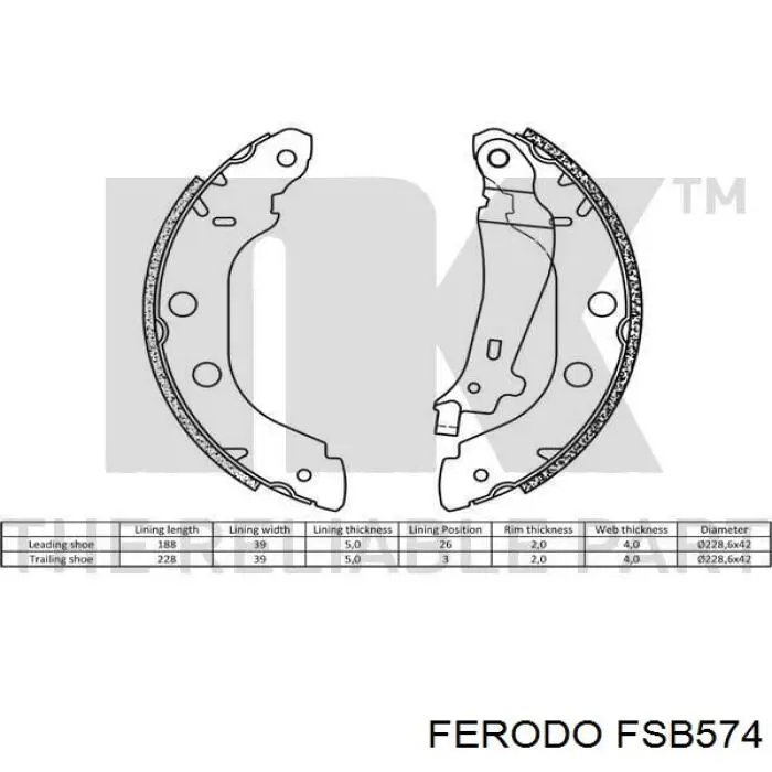 Колодки гальмові задні, барабанні FSB574 Ferodo