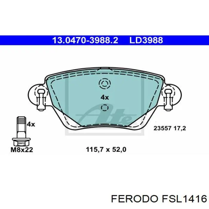 FSL1416 Ferodo Колодки гальмівні задні, дискові