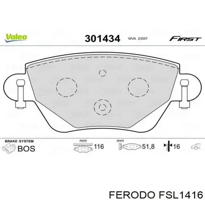 Задні гальмівні колодки Ferodo FSL1416 ціна, від 15.99 USD