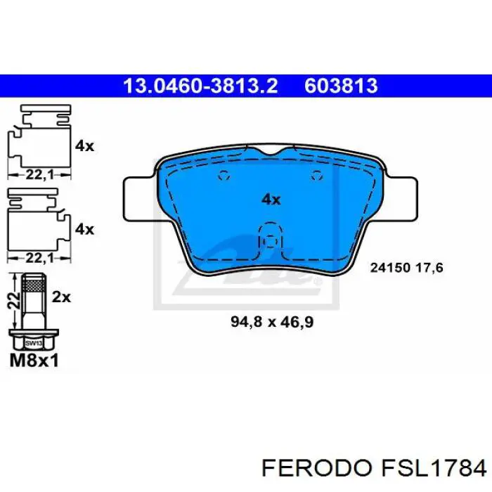 FSL1784 Ferodo колодки гальмові задні, дискові