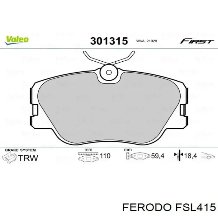 Купити FSL415 Ferodo Колодки гальмівні передні, дискові