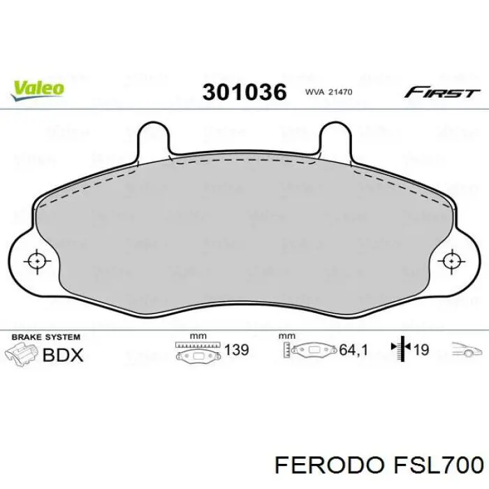 FSL700 Ferodo Передні гальмівні колодки