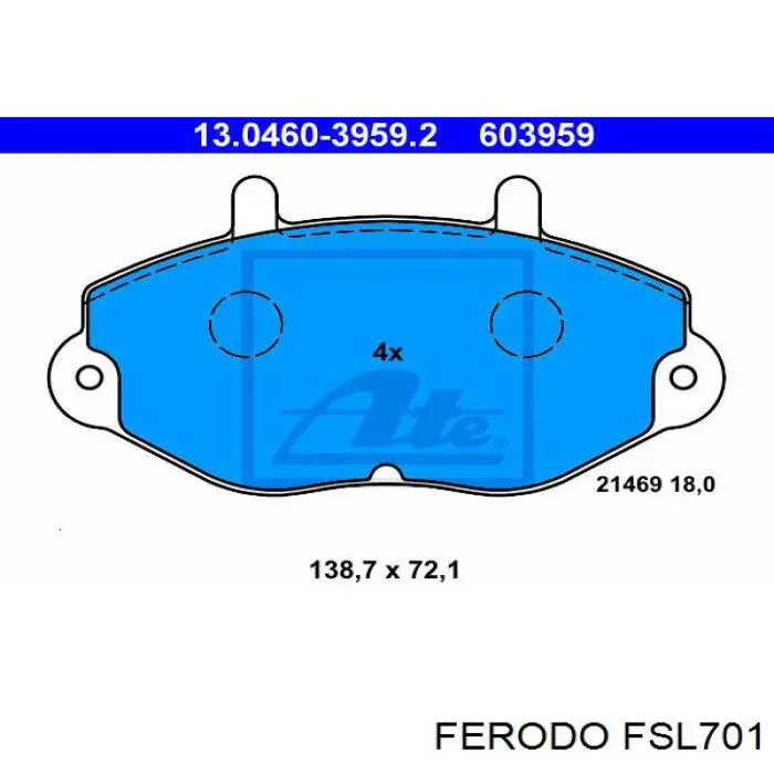 Колодки гальмівні передні, дискові FSL701 Ferodo