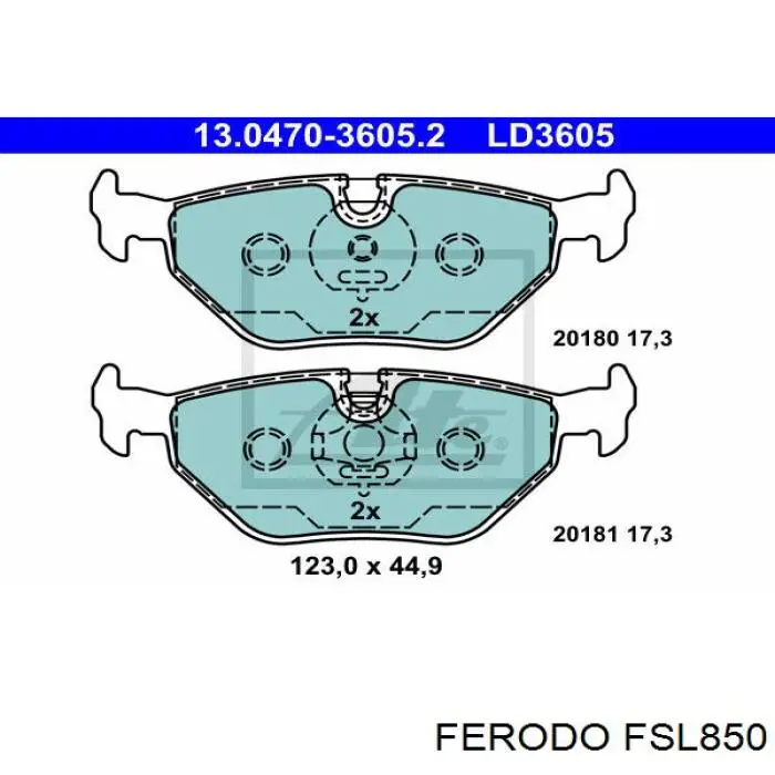 Колодки гальмові задні, дискові FSL850 Ferodo