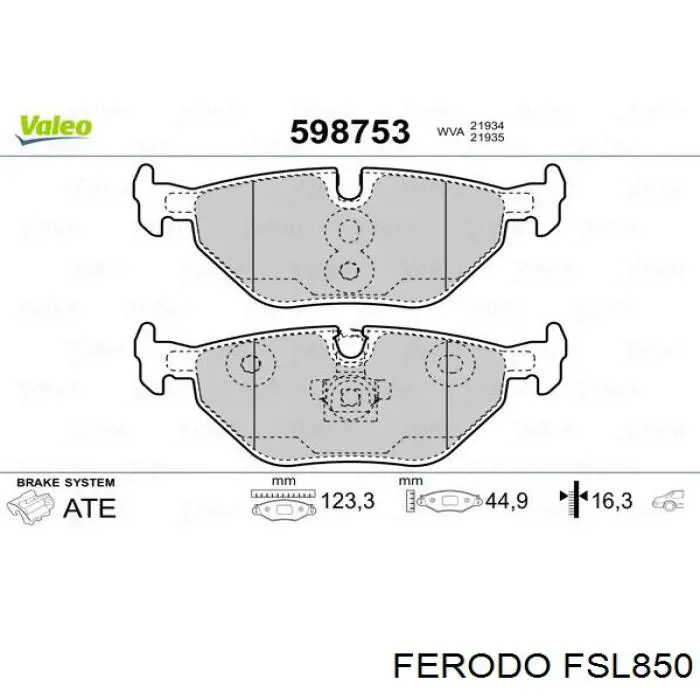 FSL850 Ferodo Колодки гальмівні задні, дискові