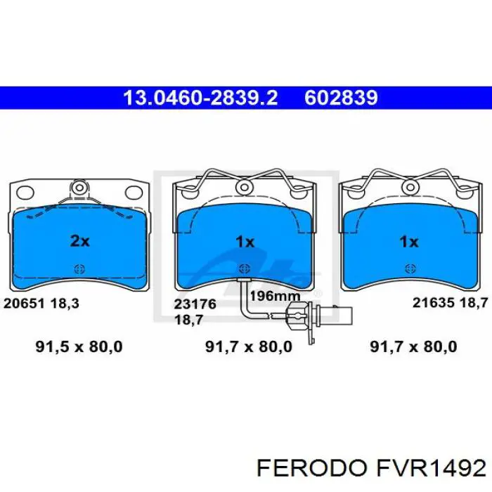 FVR1492 Ferodo колодки гальмівні передні, дискові