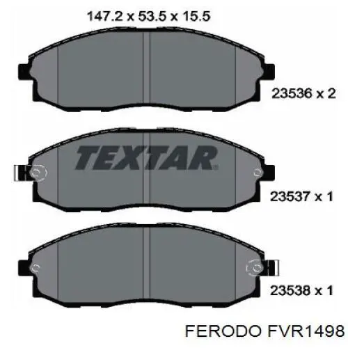 Колодки гальмівні передні, дискові FVR1498 Ferodo