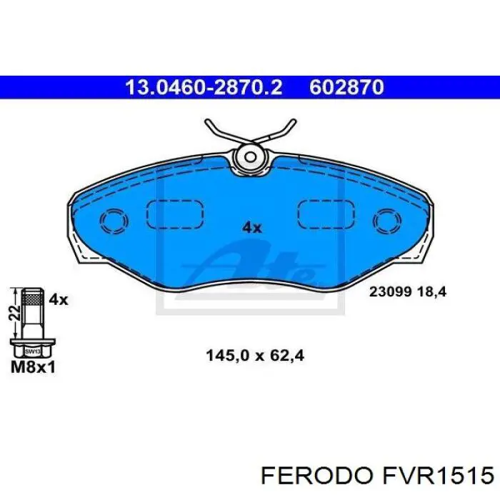 FVR1515 Ferodo колодки гальмівні передні, дискові