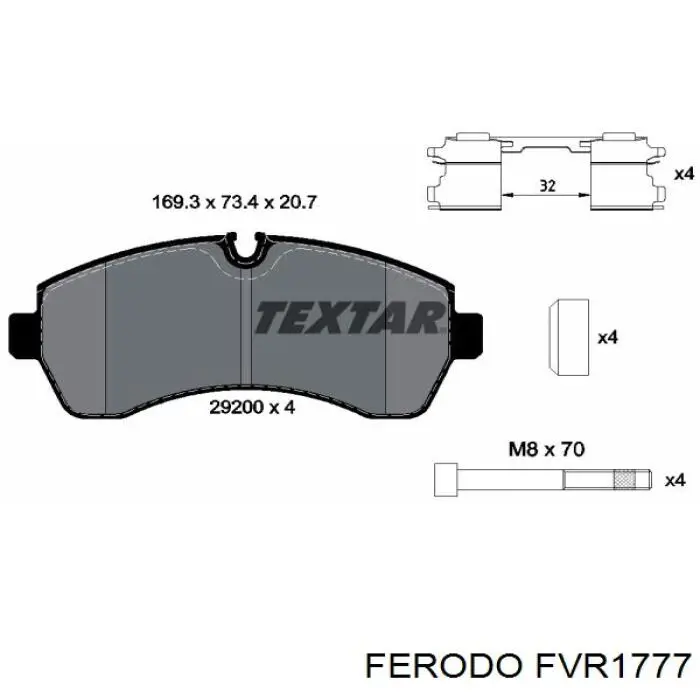 Передні тормозні колодки FVR1777 Ferodo