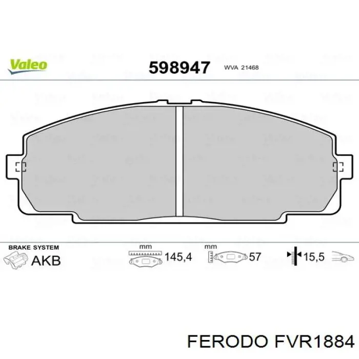 FVR1884 Ferodo колодки гальмівні передні, дискові