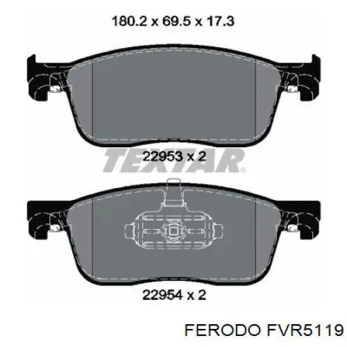 Колодки гальмівні передні, дискові FVR5119 Ferodo