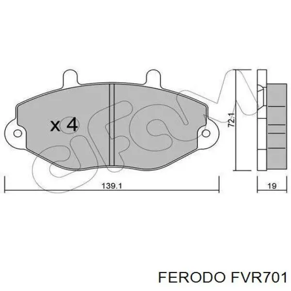 Колодки гальмівні передні, дискові FVR701 Ferodo