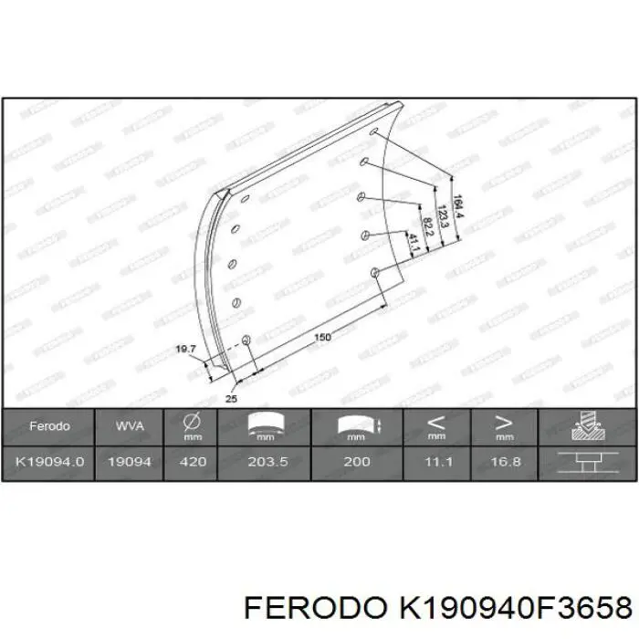 Накладка гальмівна задня (TRUCK) 1909417800015608 Ferodo
